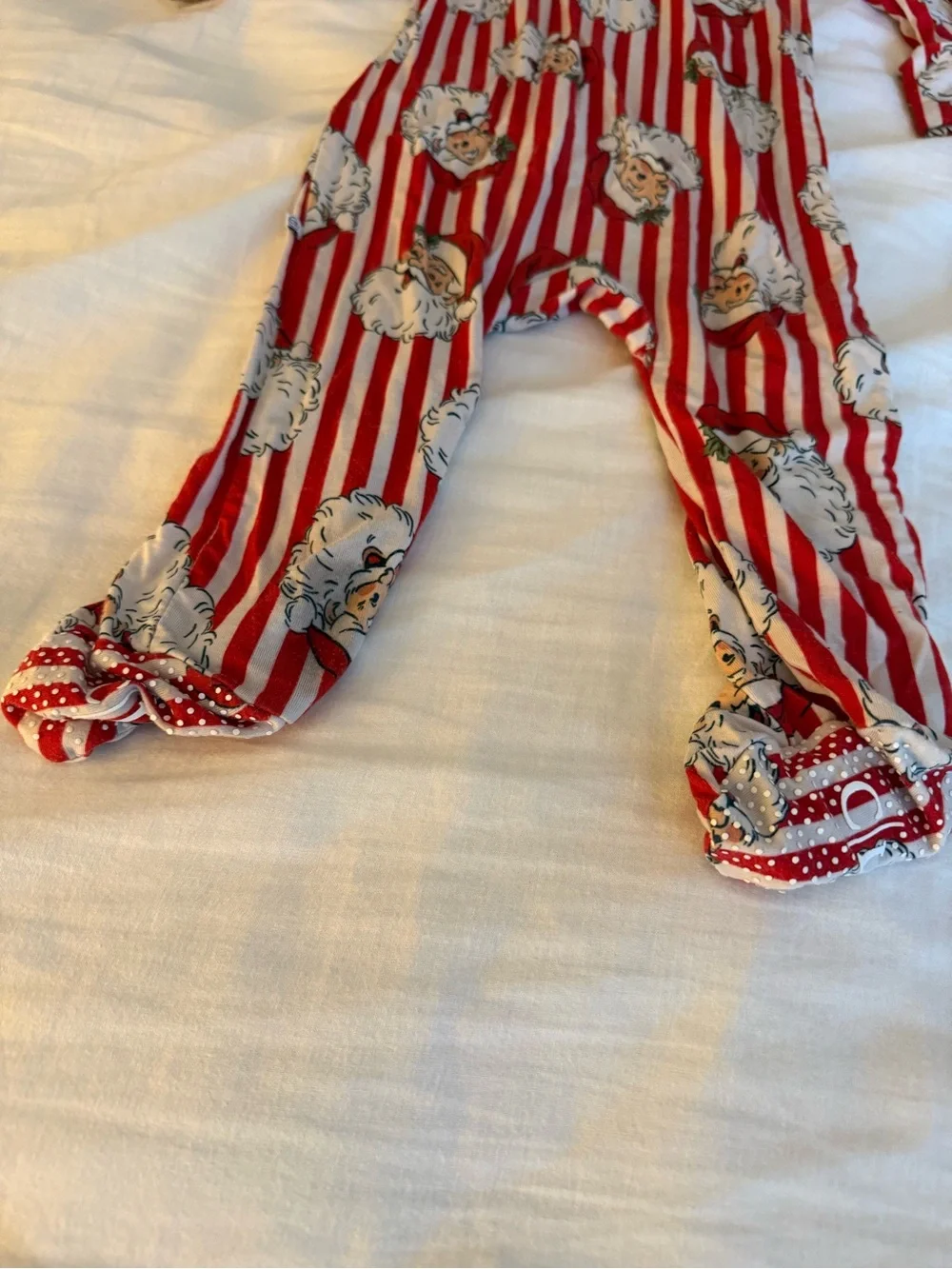 Caden Lane Santa Claus Red & White Santa Stripe One-Piece Footed Pajama 6-12M